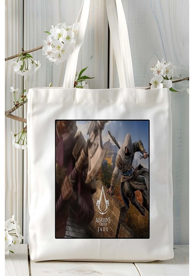 Art Hediye Assassin's Creed Codename Jade Mobil Oyun Baskılı Omuz Çanta Çift Tafaflı Baskı Kişiye Özel 1 Çok Renkli