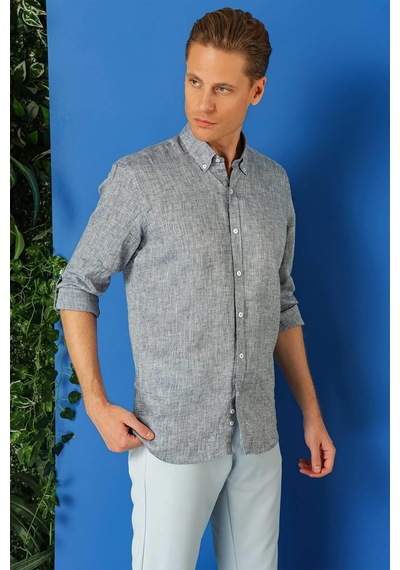 Efor Comfort Fit Düğmeli Yaka %100 Keten Apoletli Casual Lacivert Gömlek G 1564 Lacivert Efor Comfort Fit Düğmeli Yaka %100 Keten Apoletli Casual Lacivert Gömlek G 1564 Lacivert