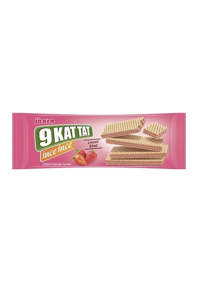 Ülker 9kat Tat Gofret İnce 16x114g Çilekli Çıtır Atıştırmalık 2'li Ekonomik Paket - 2 Adet Tarı