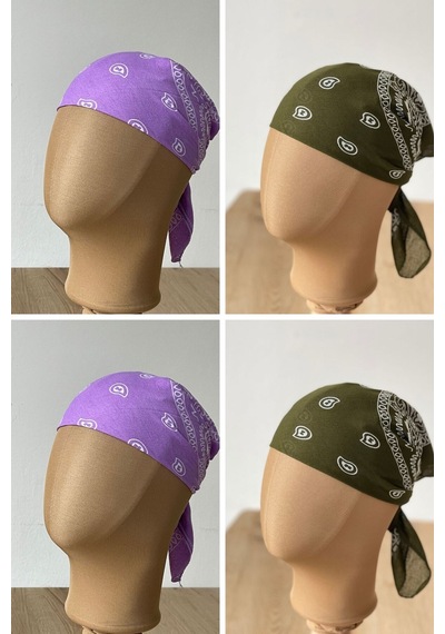 Pamuklu Klasik Desen Unisex 4lü Bandana Seti Renkli Bandana Etnik Desenli A Kalite Bandana Koyu Gri