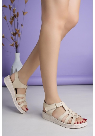 Capella 860 Bej Hakiki Soft Deri Anatomik Kadın Sandalet