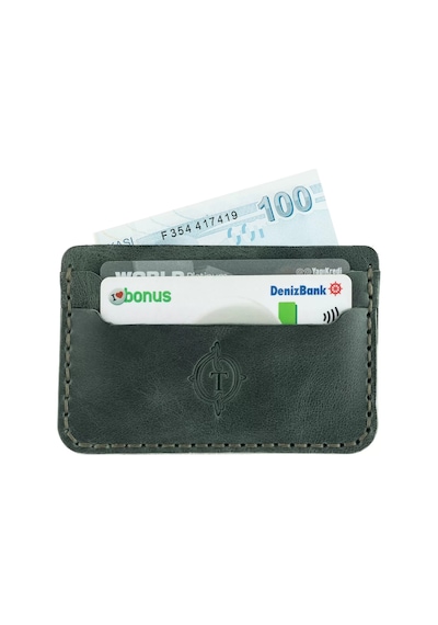Twingold İsme Özel Yatay Kartlık - %100 Rainbow Deri - A011001 - Haki Haki