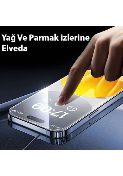 Baseus Crystalline Apple iPhone 15 Pro Uyumlu İçin Parlama Önleyici Tempered