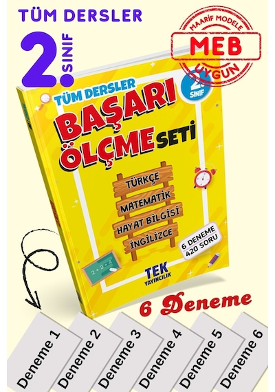 2.sınıf Tüm Dersler Başarı Ölçme Seti - 6 Deneme Sınavı - 420 Soru