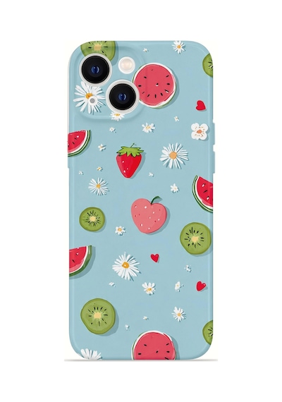 Apple iPhone Uyumlu 15 Vorian İnce Kamera Korumalı Mika Kılıf Fruit Confetti Sky Fruit Confetti Sky Mika