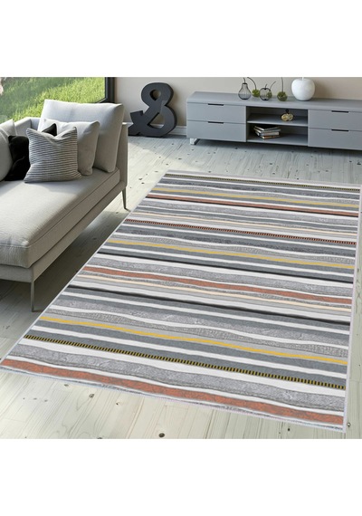 Rovigo Home Dijital Baskı Yıkanabilir Kaymaz Taban Salon Halısı RVG1640-HT263 Çok Renkli
