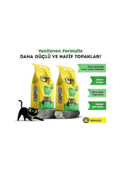 2'li Avantaj Paketi Hassas Kediler İçin Tozsuz,topaklanan, Kokusuz Bentonit Kedi Kumu 2x5lt
