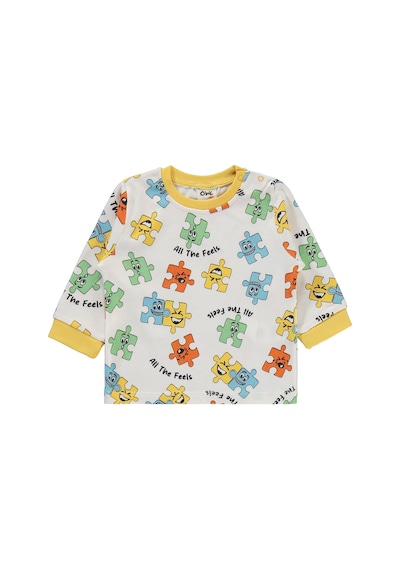 Civil Baby Puzzle Baskılı 6-18 Ay Pijama Takımı - Sarı