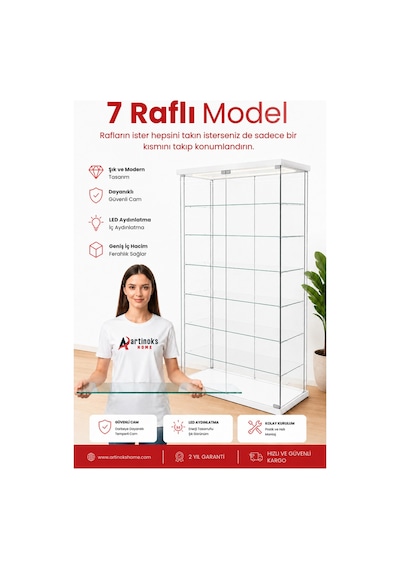 Beyaz Çift Kapaklı Ledli Camlı Koleksiyon Vitrini, Dolap, Kitaplık, 7 Raflı Detolf Gümüşlük Sergi Dolabı Beyaz Çift Kapaklı Ledli Camlı Koleksiyon Vitrini, Dolap, Kitaplık, 7 Raflı Detolf Gümüşlük Sergi Dolabı