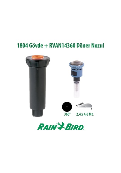 Rain Bird Rvan14360 Döner Nozul Tam Tur 2,4 - 4,6 Mt. Ve 1804 Profesyonel Sprey Gövde Seti