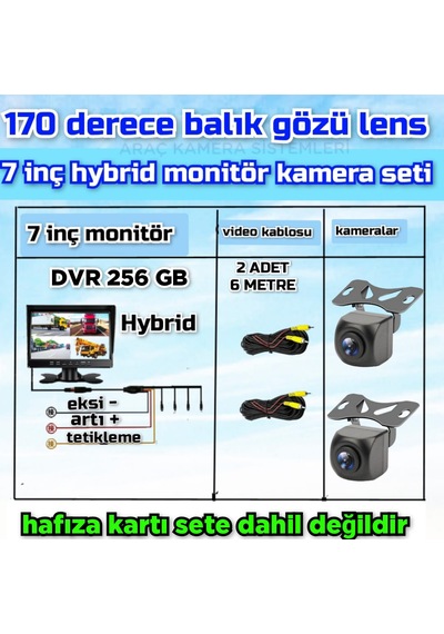 7 İnç Dvr Ekran 2 Adet 170'' Balık Gözü Lens Ahd 720p Kamera