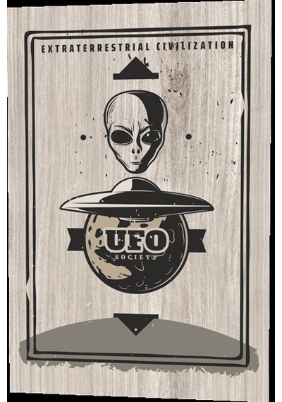 Uzay Araştırmaları UFO Uzaylılar dünyada  ahşap desenli retro vin