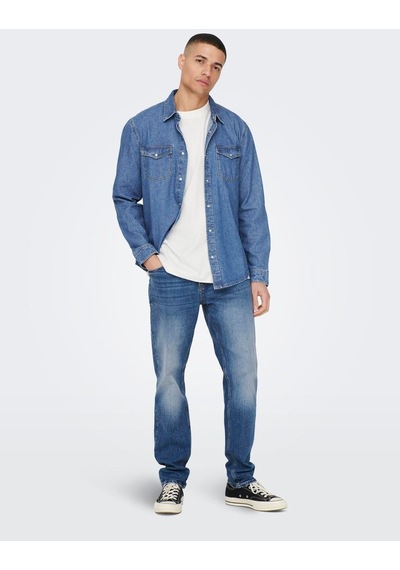 Only & Sons Erkek Göğüs Cepli Denim Gömlek - 22023247 001