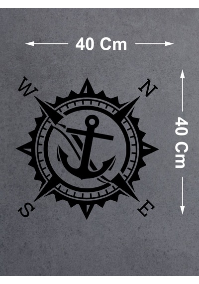 Pusula Ve Çapa Sticker - Araba Oto Motosiklet Karavan Cam Sticker - 00318 40x40 Cm