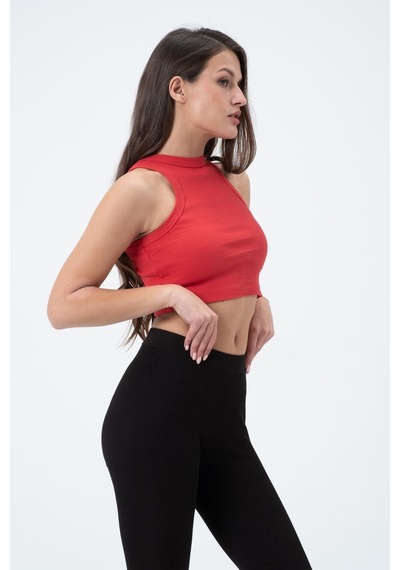 Quhox Kadın Kaşkorse Crop Atlet Kırmızı
