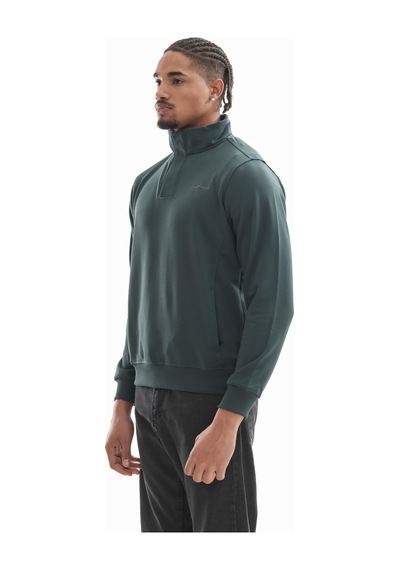 Boğazlı Sweatshirt Koyu Yeşil