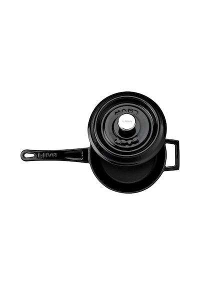 Lava Döküm Yuvarlak Sos Tenceresi. Metal Saplı Çap(Ø16 cm. - Siya