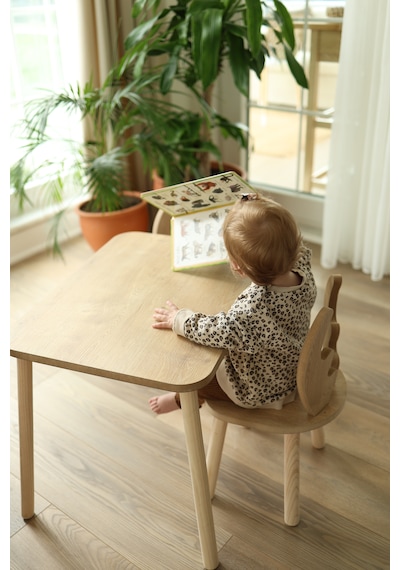 The Deer 1 Masa + 1 Sandalye (Çocuklar için Yaz-Sil Montessori Aktivite ve Etkinlik Masa Sandalye Takımı)