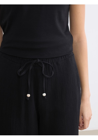 Lcwaıkıkı Classic Siyah Beli Lastikli Geniş Paça Müslin Kadın Pantolon