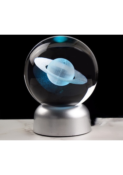 Işıklı Satürn Cam Küre 8cm 6cm