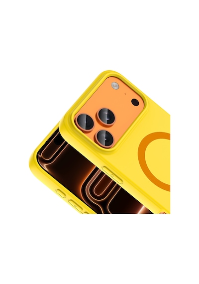 İphone 18 Pro Max Kılıf M-safe Şarj Özellikli Zore Aris Silikon Kapak - Sarı