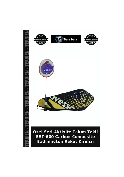 Özel Seri Aktivite Takım Tekli Bst-600 Carbon Composite Badmington Raket Kırmızı
