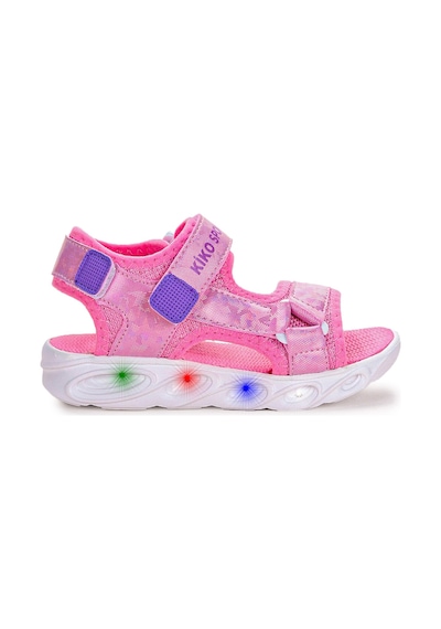 Kiko Kids 133 Hologram Işıklı Kız Çocuk Cırtlı Sandalet Ayakkabı Pembe 001