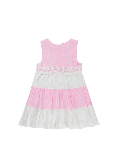 Civil Girls Çiçek Dantelli 2-5 Yaş Elbise - Pembe Pembe - Beyaz