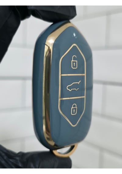 Gma Keys Togg T10x T10f 3 Tuşlu Smart Nano Koruma Anahtar Kılıfı Gri Gold Altın Renk Yüksek Kalite