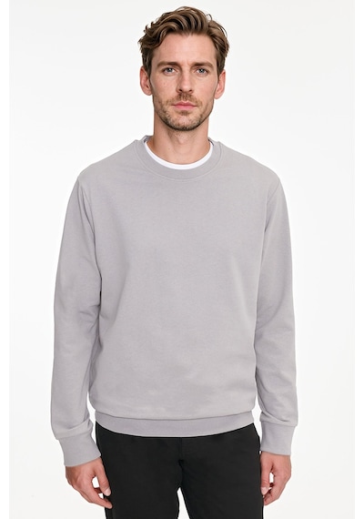 Ac&Co / Altınyıldız Classics Erkek Grı Pamuklu Standart Fit Normal Kesim 2 İplik Bisiklet Yaka Sweatshirt Gri