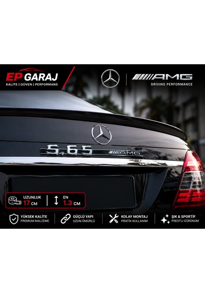 Mercedes S65 Amg Bagaj Yazısı Arka Amblem Metal Krom Tasarım