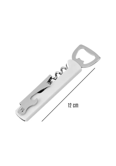 Beyaz Metal Çok Fonksiyonlu Şişe Ve Tirbuşon Açacak 12 Cm / 3'ü 1 Arada Şık Ve Dayanıklı Tasarım Diğer