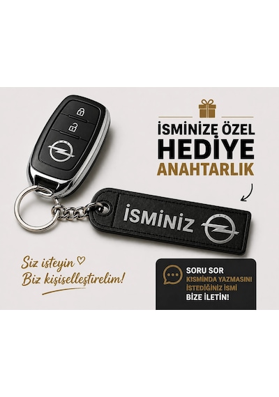 İsimli Opel Anahtarlık , Kişiye Özel - Hediyelik İsimli Opel Araç Logolu Anahtarlık - İsimli Araba A
