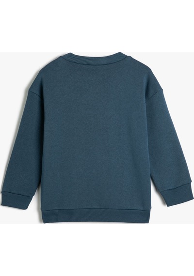 Koton Basic Sweatshirt Uzun Kollu Bisiklet Yaka Şardonlu Mavi 4wkb10477tk 4WKB10477TK624 Mavi