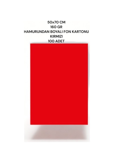 Kırmızı 50x70 Cm 160 Gr Fon Kartonu 100'lü Paket