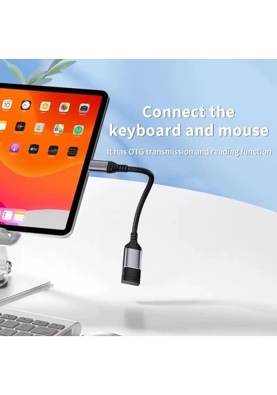 Ga90 Type-c To Usb 3.0 5gbps Hız Otg Adaptör Alüminyum Kasa Örgü Kablo İ-phone 15 Ve Üstü