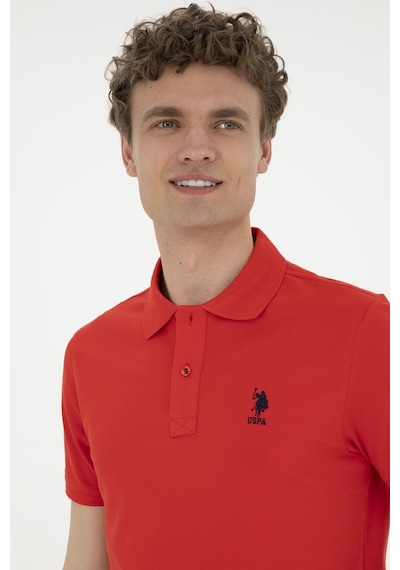 U.S. Polo Assn. Erkek Slim Fit Polo Yaka Kırmızı Basic Tişört 50279581-VR030