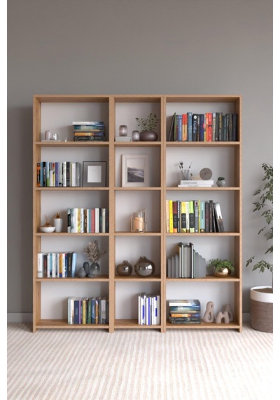 Albefa Amine 100 15 Raflı 3 Parça Arkalıklı Geniş Kitaplık Çok Amaçlı Geniş Dolap Atlantik Çam Albefa Amine 100 15 Raflı 3 Parça Arkalıklı Geniş Kitaplık Çok Amaçlı Geniş Dolap Atlantik Çam
