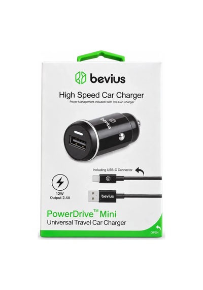 Type-c Siyah 12w Kablolu Araç Şarj Cihazı Powerdrive Mini