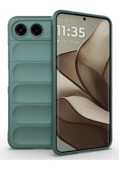 Tecno Spark 40 5g Kılıf Esnek Tpu Oyuklu Arka Yüzey Tasarımlı Zore Etnik Silikon Kapak - Koyu Yeşil