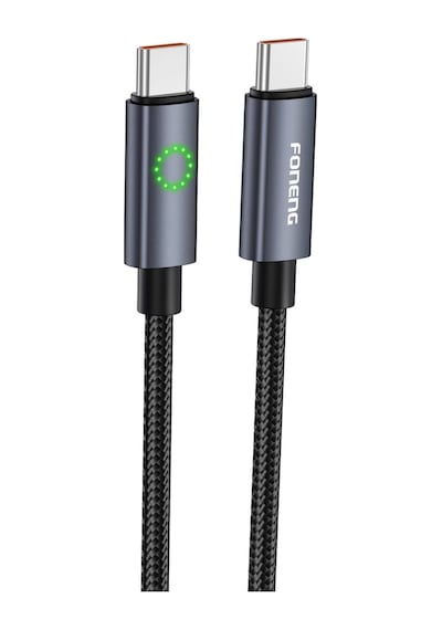 Foneng Xs08 60w Type-c To Type-c Işıklı Örgü 1.2m Hızlı Data Ve Şarj Kablosu