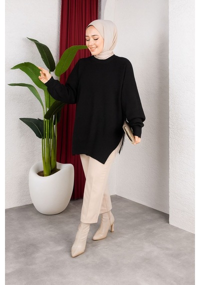 Hira Life Fashion Kadın Testtür Giyim Bisiklet Yaka Yırtmaçı Taşlı Ve Balon Kollu Oversize Şık Triko Tunik Siyah Siyah Hira Life Fashion Kadın Testtür Giyim Bisiklet Yaka Yırtmaçı Taşlı Ve Balon Kollu Oversize Şık Triko Tunik Siyah Siyah