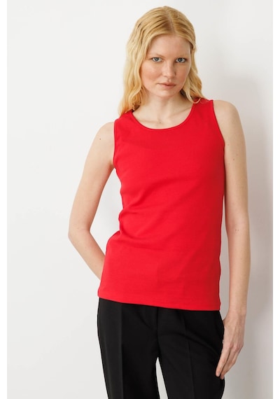 Kadın Sıfır Yaka Kaşkorse Pamuklu Askılı T-shirt Kırmızı Kirmizi