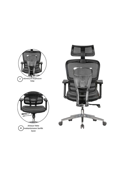 Casella Medusa Fileli Yönetici Koltuğu Ofi S Koltuğu Ergonomik, Şık Ve Fonksiyonel Siyah