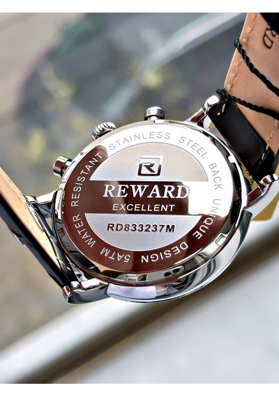 Reward Marka Deri Kordon Orjinal Klips Su Geçirmez Erkek Kol Saati + Bileklik Gümüş - Beyaz