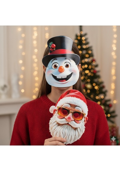 Maske Yılbaşı Temalı 2li Kardan Adam Noel Baba Diğer