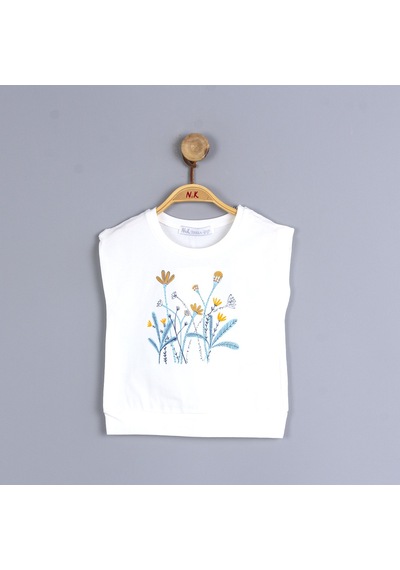 Xo Kids P-003453 Nk 32600 Kız Çiçekli Bluz 6-36 Ay Ekru - Mavi