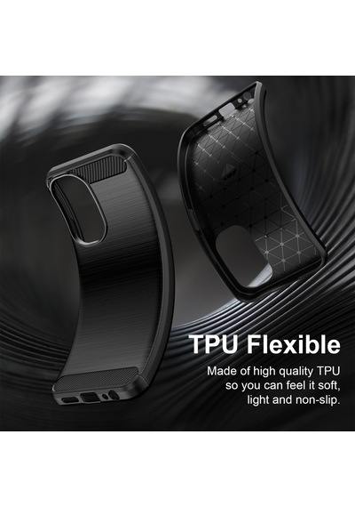 Caseonn Xiaomi Poco C81 Pro Kılıf Karbon Fiber Desenli Koruyucu Arka Kapak Siyah