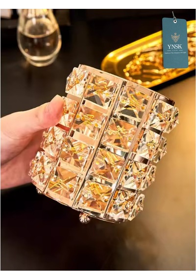 Cristella Lüks Masaüstü Kalemlik, Makyaj Fırçalığı, Organizer, Düzenleyici, Mum Tutucu 12 Cm Rose Gold