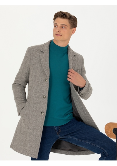 Cacharel Gri Slim Fit Palto